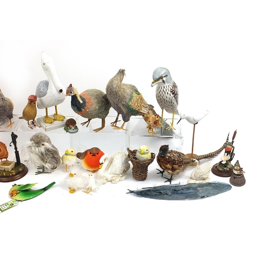 10 - Selection of Easy Care birds including wooden and straw examples, Leonardo Collection and wooden tou... 