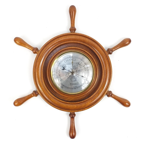 8 - Weathermaster mahogany barometer with silvered dial, 40cm in diameter