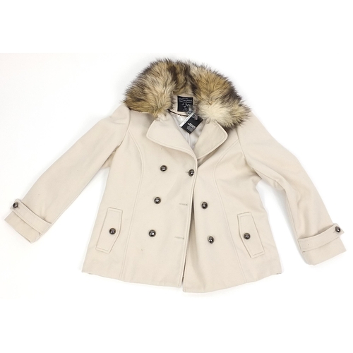 298 - New ladies jacket with faux fur collar, size 18