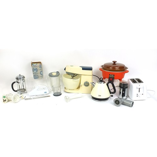 269 - Large selection of kitchen equipment including Kenwood Chef with attachments, bean slicers, electric... 