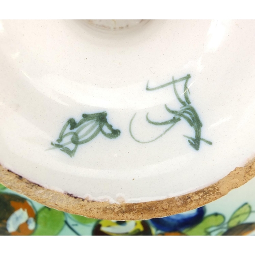 148 - Cantigalli, two Italian Maiolica pedestal dishes hand painted with leaves and berries, the largest 2... 