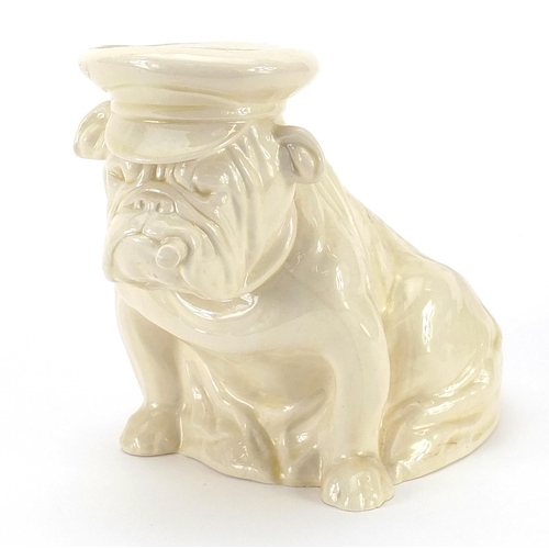 161 - Military interest Royal Doulton smoking Bulldog with Union Jack Flag, 21cm in length