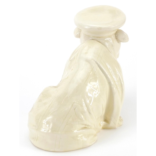 161 - Military interest Royal Doulton smoking Bulldog with Union Jack Flag, 21cm in length