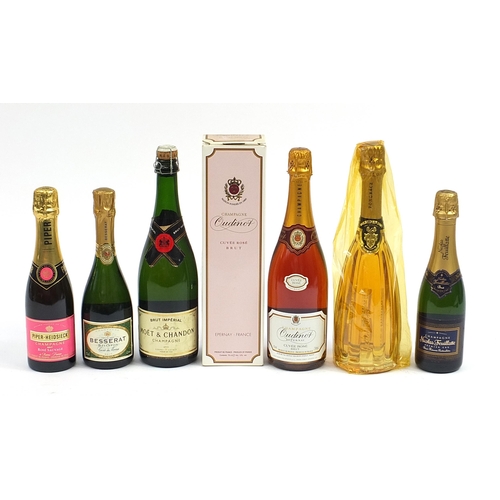 2201 - Six bottle of Champagne to include three half bottles comprising Moet & Chandon, Oudinot, Nicolas Fe... 