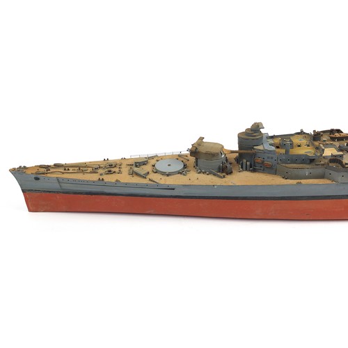 486 - Large military interest model boat, 140cm in length