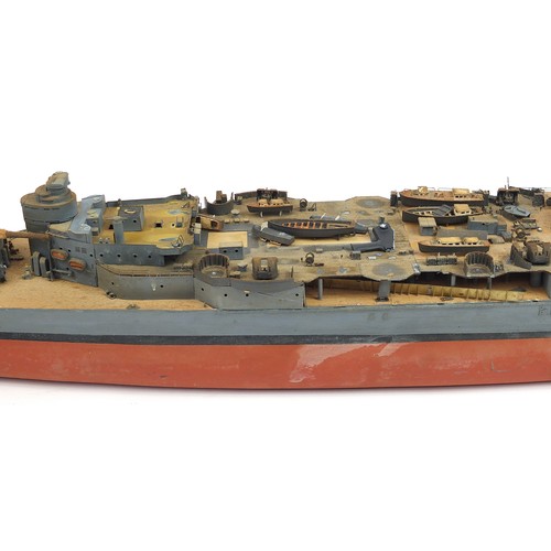 486 - Large military interest model boat, 140cm in length