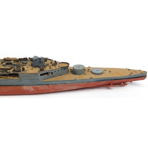 486 - Large military interest model boat, 140cm in length