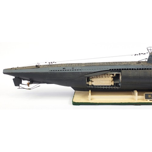 487 - Large military interest model of a German Submarine, U96 TYP VII C, 130cm in length