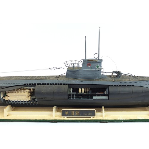 487 - Large military interest model of a German Submarine, U96 TYP VII C, 130cm in length