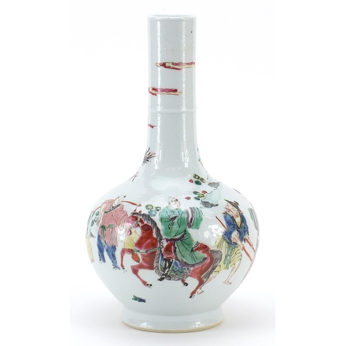 178 - Chinese porcelain vase hand painted in the famille rose palette with figures in a landscape, four fi... 
