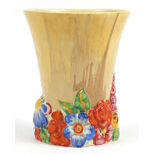 160 - Clarice Cliff Bizarre vase hand painted in the My Garden pattern, 17.5cm high