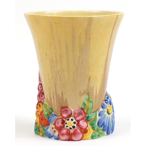 160 - Clarice Cliff Bizarre vase hand painted in the My Garden pattern, 17.5cm high