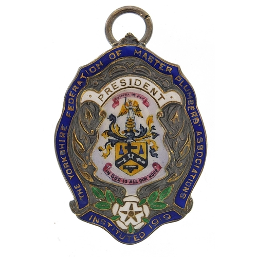 2189 - Silver gilt and enamel presentation jewel for President of The Yorkshire Federation of Master Plumbe... 