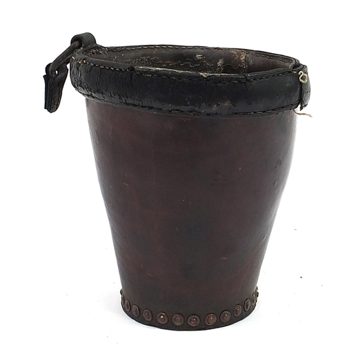 20 - Antique leather fire bucket, 28cm high