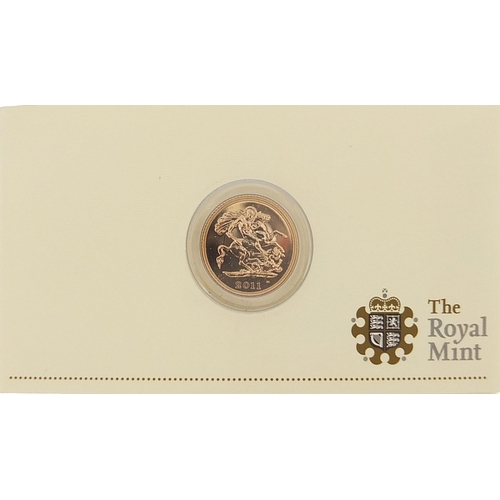 860 - Elizabeth II 2011 gold half sovereign with box, by The Royal Mint