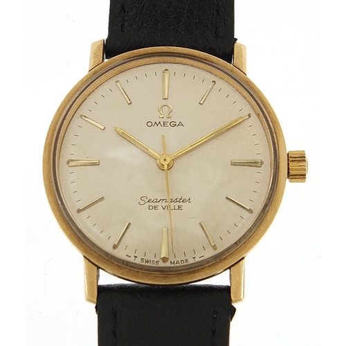 865 - Omega, Gentlemen's gold Omega De Ville Seamaster wristwatch with box, probably 14ct gold, 33mm in di... 