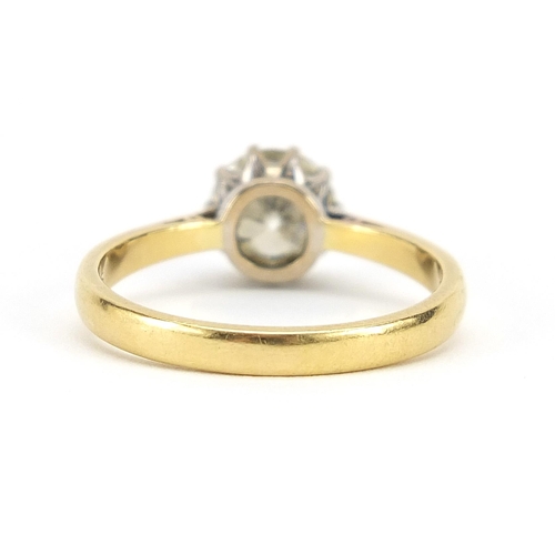 850 - 18ct gold diamond solitaire ring, approximately 1.3 carat, 7.2mm in diameter, size Q/R, 3.9g