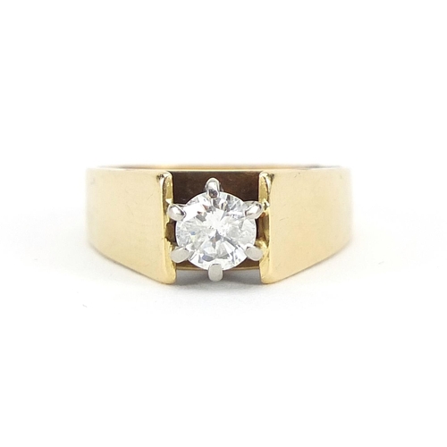 881 - 18ct gold diamond solitaire ring, the diamond approximately 5.1mm in diameter, size J/K, 5.6g