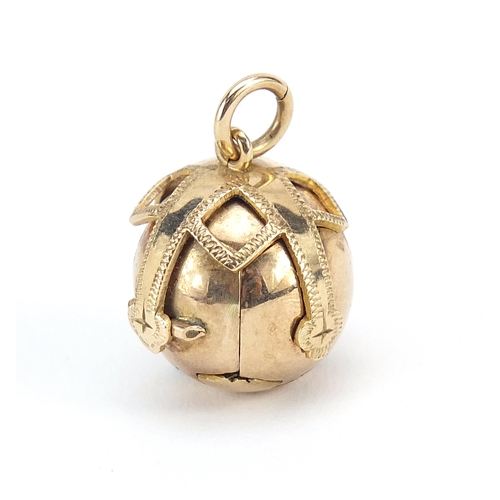 868 - 9ct gold cased folding masonic ball pendant, 5cm high when open, 12.0g