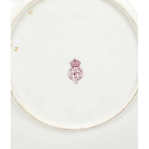 43 - Royal Worcester, set of six Victorian aesthetic porcelain cabinet plates with jewelled borders, each... 