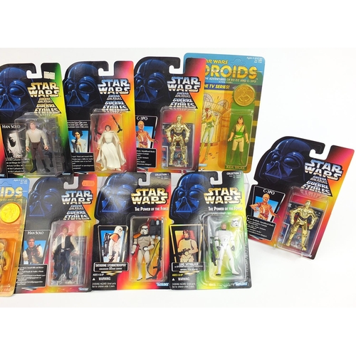 302 - Star Wars and D C Comics action figures housed in sealed blister packs including Droids and The Powe... 