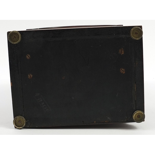 119 - 19th century mahogany dome top bracket clock with Westminster chime, the silvered chapter ring havin... 