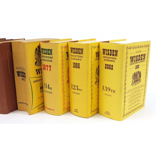 2196 - Eight Wisden Cricket Almanacs, 1953, 1954, 1956, 1957, 1963, 1977, 1986 and 2002