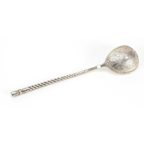 846 - Silver spoon with impressed Russian marks, 14cm in length, 18.0g