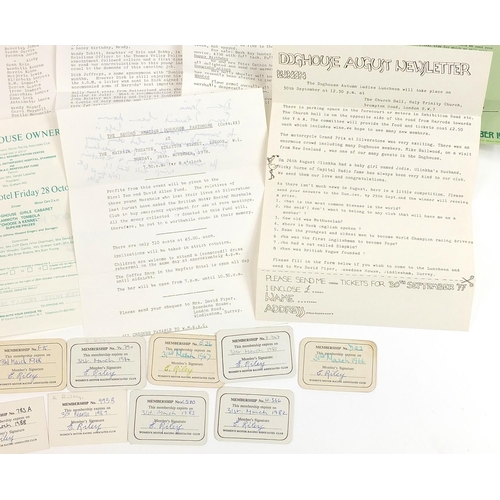 113 - Vintage motoring interest ephemera relating to The Women's Motor Racing Associates Club known as The... 