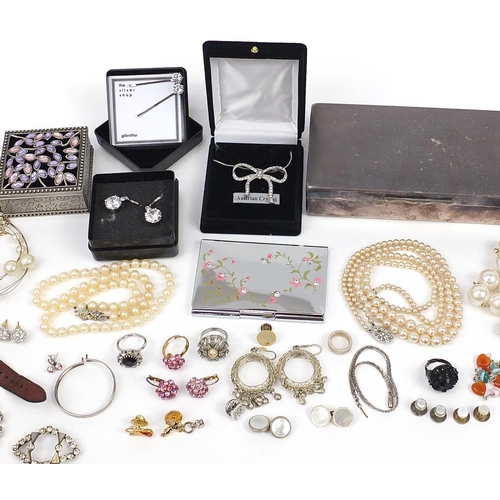 2205 - Costume jewellery including a Favre Leuba Geneve ladies silver and marcasite wristwatch, Audax marca... 