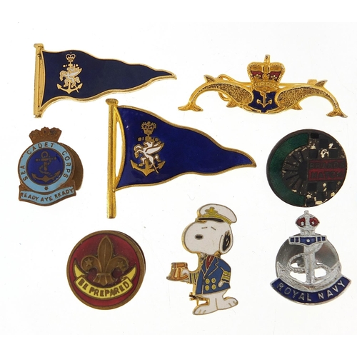 2182 - Vintage and later badges including Brands Hatch, Sea Cadets, Royal Navy and Scouts