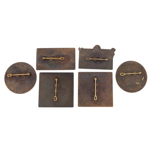 2192 - Six Felix Muller Modernist bronzed brooches including two with bears, the largest 3.5cm wide