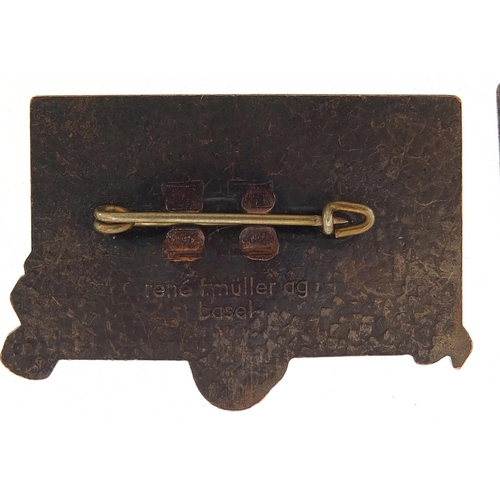 2192 - Six Felix Muller Modernist bronzed brooches including two with bears, the largest 3.5cm wide