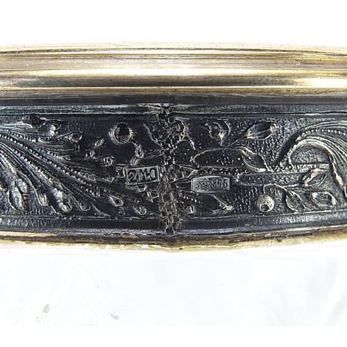 151 - Russian cut vases with silver collars, impressed Russian marks 2MO 875 with hammer and sickle, 28.5c... 