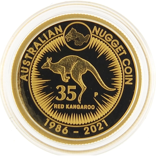14 - Elizabeth II 2021 999 gold twenty five dollar Australian nugget coin with box and certificate, 873/1... 