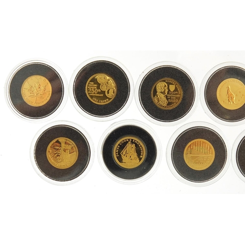 15 - Thirteen commemorative cold coins in capsules including St George and the Dragon, Concorde and RMS Q... 