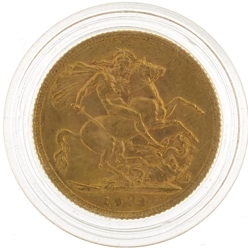 16 - George V 1913 gold sovereign - this lot is sold without buyer’s premium, the hammer price is the pri... 