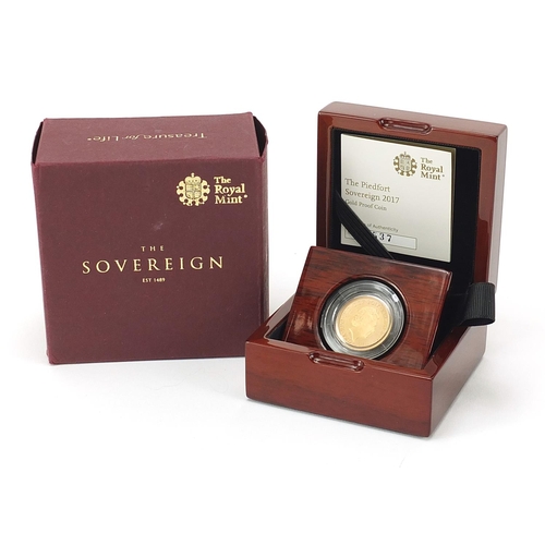 18 - Elizabeth 2017 gold proof piedfort sovereign with box and certificate, 1537/3500 - this lot is sold ... 