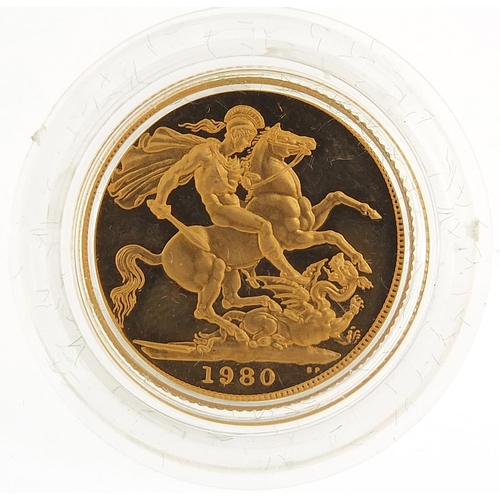 20 - Elizabeth II 1980 gold sovereign with box - this lot is sold without buyer’s premium, the hammer pri... 