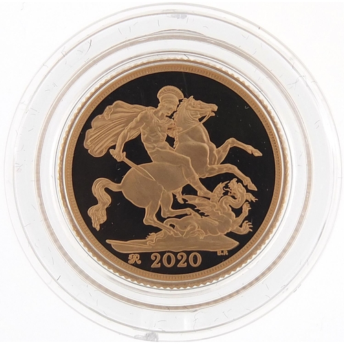 26 - Elizabeth II 2020 gold proof sovereign with box and certificate, 7881/7995 - this lot is sold withou... 