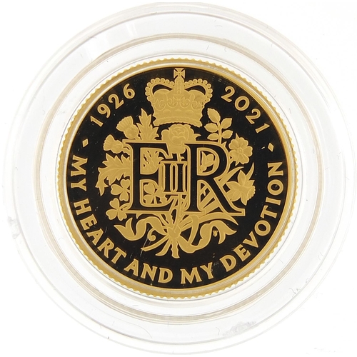 35 - Elizabeth II 2021 95th Birthday of Her Majesty the Queen gold proof twenty five pound coin with box ... 