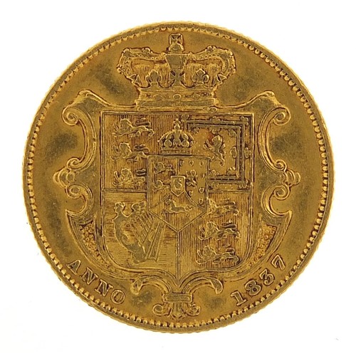 2 - William IV 1837 gold shield back sovereign - this lot is sold without buyer’s premium, the hammer pr... 