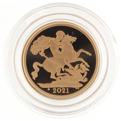 48 - Elizabeth II 2021 gold proof sovereign with box and certificate, 6767/7995 - this lot is sold withou... 