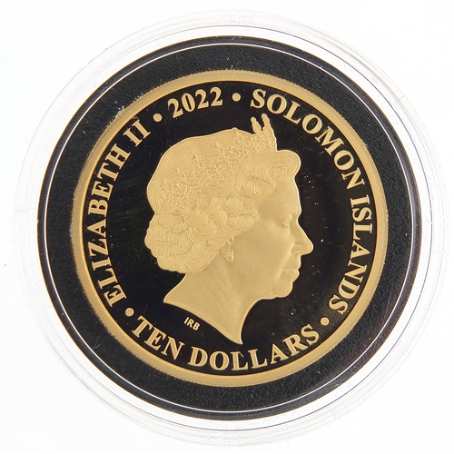 49 - Elizabeth II 2022 Platinum Jubilee half ounce gold proof coin with box and certificate, 16.0g - this... 