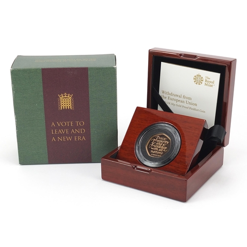 59 - Elizabeth II 2020 Withdrawal from the European Union gold proof piedfort fifty pence coin with box a... 