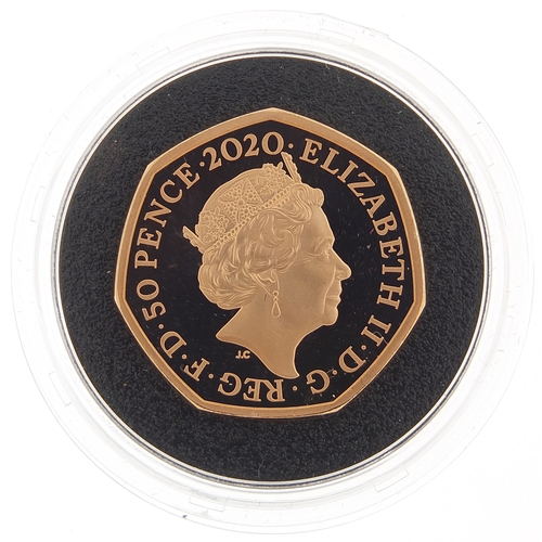 59 - Elizabeth II 2020 Withdrawal from the European Union gold proof piedfort fifty pence coin with box a... 