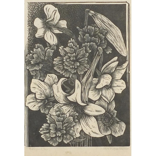 32 - Bouquet of flowers, etching, indistinctly signed, possibly ... Hughes-Stanton?, limited edition 1/20... 