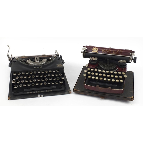 1049 - Two vintage typewriters comprising Bar-Let and Imperial