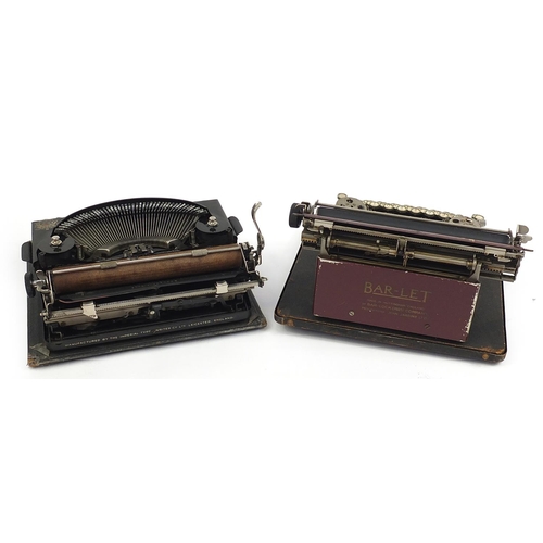 1049 - Two vintage typewriters comprising Bar-Let and Imperial