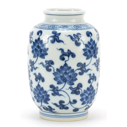 935 - Chinese blue and white porcelain vase hand painted with flowers, six figure character marks to the b... 